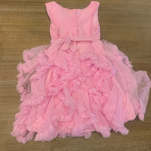 Pink Ruffled Kids Formal Dress - Picture 2 of 7